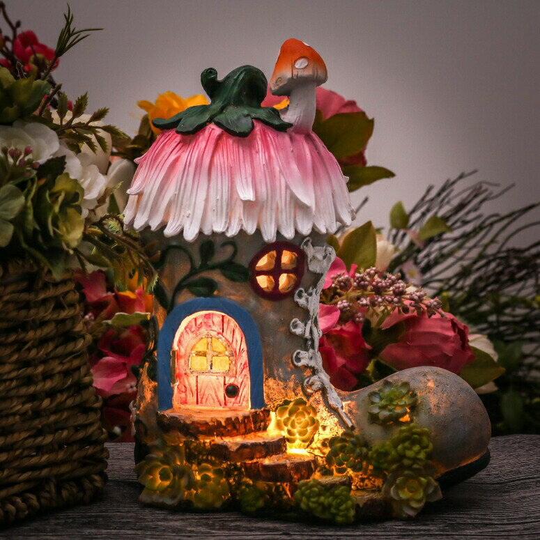 ソーラーパワー ガーデンライト LED オーナメント 庭置物 TERESA S COLLECTIONS 8.8 Inch Garden Statues Fairy House - Boot Solar Powered Garden Lights for Outdoor Patio Yard Decoration…