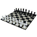 ジャンボチェス セット 特大 ビッグ 約30cm ギフト MegaChess 12 Inch Tall Chess Set and Chess Mat - Black and White - Plastic (King is 12" Tall) 【並行輸入品】