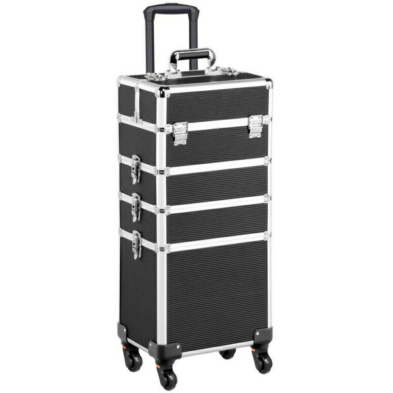 A[eBXgLA[ et΂ CN{bNX CNAbv A[eBXg oCN etobN Yaheetech Rolling 4 in 1 Makeup Case Cosmetic Trolley Salon Cosmetic Trolley Train Case Aluminum Black ysAiz