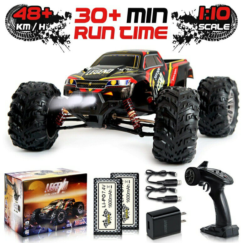 楽天MJ-MARKETRCカー オフロードラジコンカー 1:10 Scale Large RC Cars 48+ kmh Speed - Boys Remote Control Car 4x4 Off Road Monster Truck Electric - All Terrain Waterproof Toys Trucks for Kids and Adults - 2 Batteries + Connector for 30+ Min Play 【並行輸入品】