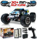 RCカー オフロードラジコンカー 1:10 Scale Large RC Cars 48+ kmh Speed - Boys Remote Control Car 4x4 Off Road Monster Truck Electric - All Terrain Waterproof Toys Trucks for Kids and Adults - 2 Batteries + Connector for 30+ Min Play 【並行輸入品】