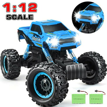 RCカー オフロードラジコンカー DOUBLE E RC Cars Newest 1:12 Scale Remote Control Car with Two Rechargeable Batteries and Dual Motors Off Road RC Trucks,High Speed Racing Car for Kids,Blue 【並行輸入品】
