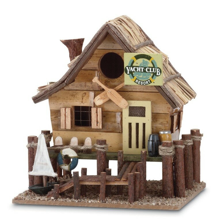 巣箱 バードハウス 庭 インコ 文鳥 オウム ヨウム Gifts & Decor Wood Yacht Club Nautical Bird House/Feeder 【並行輸入品】