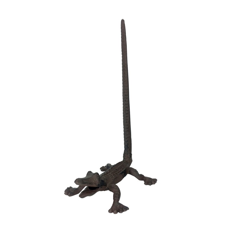 ワニ トイレットロールホルダー インテリア スタンド Alligator Cast Iron Animal Paper Towel Holder Bath Tissue Toilet Roll Jewelry Organizer Free-Standing Bronze Rustic Decor Crocodile 11-inch 【並行輸入品】