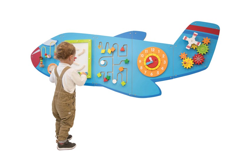 大きな飛行機のプレイパネル アクティビティウォールパネル 幼児 知育玩具 Learning Advantage Airplane Activity Wall Panels - Toddler Activity Center - Wall-Mounted Toy for Kids Aged 18M - Kids Decor for Play Areas (50673) 【並行輸入品】