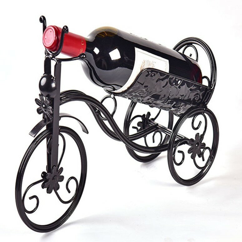 ワインホルダー 自転車 卓上ワインラック CdyBox Wrought Iron Wine Holder/Rack Bike Shape Tricycle Art Home Decor Black 【並行輸入品】