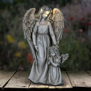 ガーデンライト LEDソーラーライト 天使 Exhart Angel Garden Statue with Little Girl - Light Up Resin Angel Figurines Feature Battery-Powered LED Lights Timer - Angel Resin Statues, Memorial Decoration 8" W x 14" H 