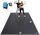 プレミアムラージ エクササイズマット 2.7×1.8m 厚さ7mm ホームジム ワークアウトマット 滑り止め Premium Large Exercise Mat 9' x 6' x 7mm, High-Density Workout Mats for Home Gym Flooring, Non-Slip, Extra Thick Durable Cardio Mat, and I 【並行輸入品】