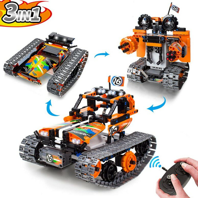 変形ロボ ラジコン ロボット タンク 3-in-1 STEM Remote Control Building Kits-Tracked Car/Robot/Tank, 2.4Ghz Rechargeable RC Racer Toy Set Gift for 8-12,14 Year Old Boys and Girls, Best Engineering Science Learning Kit for Kids (392pc 【並行輸入品】