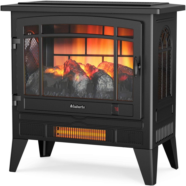  ŵϧ ϧեҡ ŵȡ եϧ TURBRO Suburbs TS25 Electric Fireplace Infrared Heater - Freestanding Fireplace Stove with Adjustable Flame Effects, Overheating Protection, Timer, Remote Control - 25