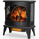 ターボ 電気暖炉 暖炉型ファンヒーター 電気ストーブ フェイク暖炉 TURBRO Suburbs TS23-C Electric Fireplace Infrared Heater with Curved Door- Freestanding Fireplace Stove with Adjustable Flame Effects, Overheating Protection, Timer, Re 【並行輸入品】