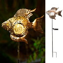 魚 ガーデンライト LEDソーラーライト Solar Garden Decoration Outdoor Lights, Metal Fish Stakes LED Lights for Patio, Garden, Yard, Walkway (Bronze) 【並行輸入品】