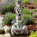 K[f  CeA u^  ̃IuWF EH[^[tH[t@Ee Outdoor Water Fountain With LED Lights, Lighted Cherub Angel Fountain With Antique Stone Design for Decor on Patio, Lawn and Garden By Pure Garden ysAiz