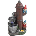 ガーデン 噴水 インテリア噴水 置き型 噴水 滝のオブジェ ウォーターフォールファウンテン Sunnydaze Fire Hydrant Gnomes Outdoor Water Fountain with LED Light - Exterior Standing Water Feature - Corded Electric - Ideal for Deck, Yard, Ba 【並行輸入品】