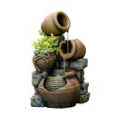 ガーデン 噴水 インテリア噴水 置き型 噴水 滝のオブジェ ウォーターフォールファウンテン Jeco FCL055 Multi Pots Outdoor Water Fountain with Flower Pot, 12.6L x 13.4W x 23.6H, Multicolor 【並行輸入品】