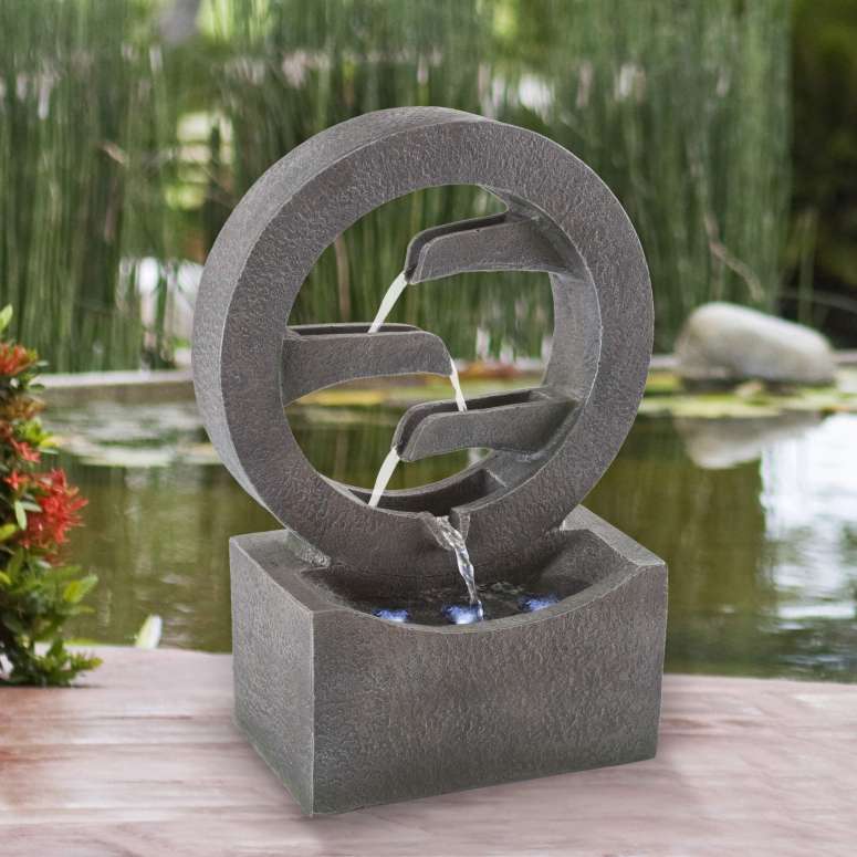 ǥ ʮ ƥꥢʮ ֤ ʮ Υ֥ եեƥ Pure Garden 50-LG1218 Round Cascade Fountain-4 Tier Polyresin Waterfall with LED Lights, Silver ¹͢ʡ