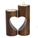   ̃IuWF e[ugbvt@Ee CeA ChasBete Romantic Tea Light Candle Holders Decorative, Wood Tealight Candle Holder Set of 2 Unity Heart Pedestal for Home Decor ysAiz