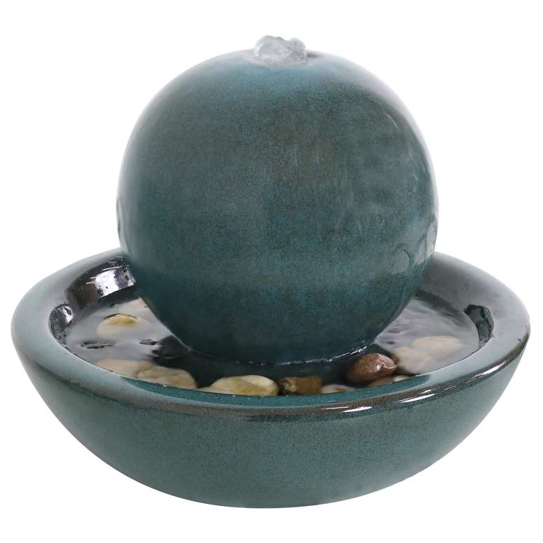 卓上 噴水 滝のオブジェ テーブルトップファウンテン インテリア噴水 Sunnydaze Ceramic Tabletop Water Fountain with Orb Design - Indoor Zen Desktop Relaxing Water Feature - Interior Spa and Yoga Decoration - 7-Inch Tall 