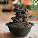   ̃IuWF e[ugbvt@Ee CeA Ferrisland 4-Tier Tabletop Water Fountain with Cascading Rock Waterfall and LED Lights for Office Home Decor ysAiz