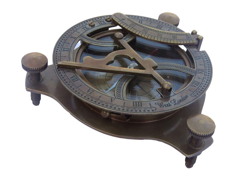 真鍮製 日時計 コンパス 真ちゅう サンダイアル Brass Sundial Compass 5