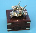 真鍮製 日時計 コンパス 真ちゅう サンダイアル Small Brass Sundial/Magnetic Nautical Compass w/ Hardwo...