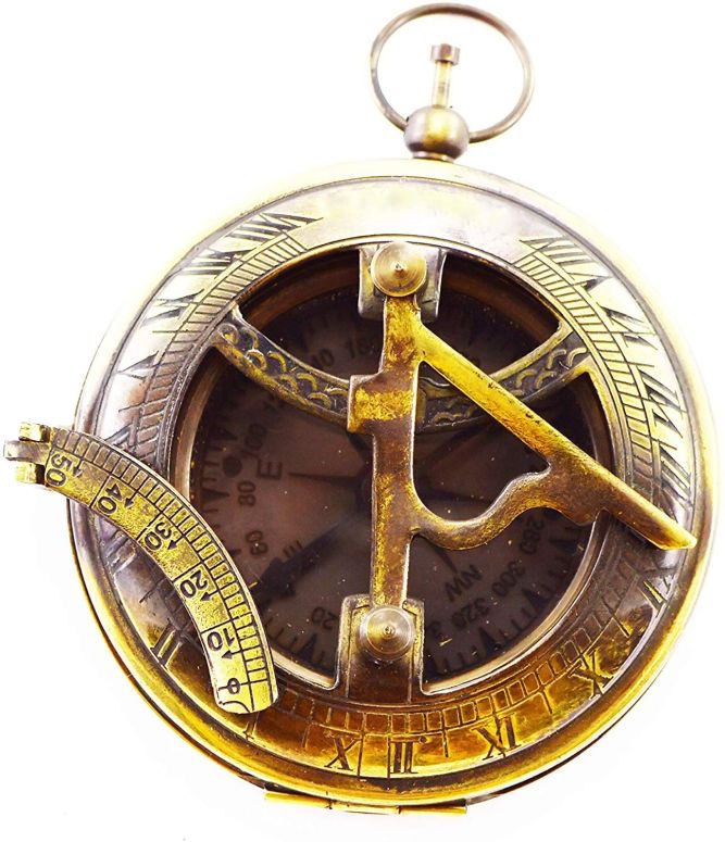 真鍮製 日時計 コンパス 真ちゅう サンダイアル Novelika Brass Sundial Compass Solid or Brass Compass Brown Color 【並行輸入品】