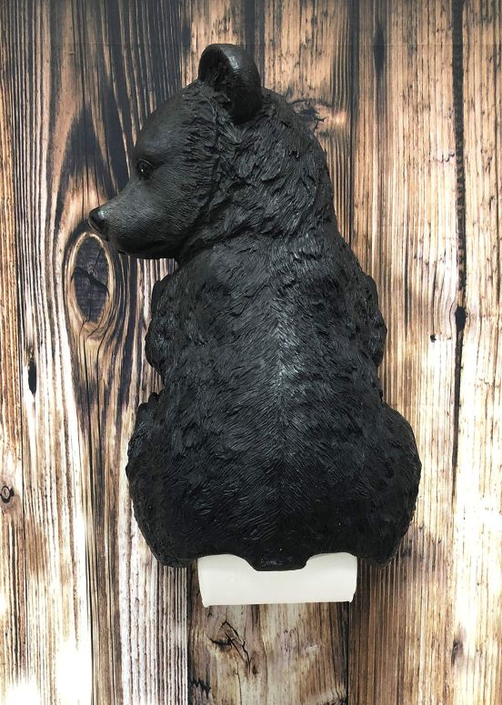 トイレットロールホルダー クマ くま 熊 Ebros Large Stinky Stool Pooping Black Bear Toilet Paper Holder Figurine 13.5" Tall Powder Room Bathroom Wall Decor Plaque for Rustic Cabin Hunting Lodge Animal Bears Sculpture 