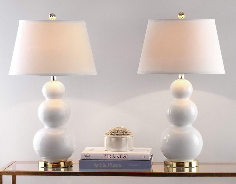 サファヴィヤ safavieh テーブルランプ サファビヤ サファヴィア Safavieh Lighting Collection Pamela White Triple Gourd 27-inch Table Lamp (Set of 2) 