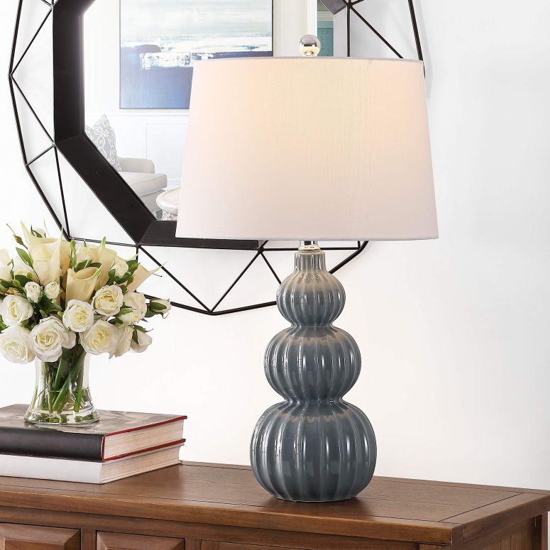 サファヴィヤ safavieh テーブルランプ サファビヤ サファヴィア Safavieh Lighting Collection Corina 26-inch Grey Triple Gourd Ceramic Table Lamp (LED Bulb Included) TBL4277A 【並行輸入品】