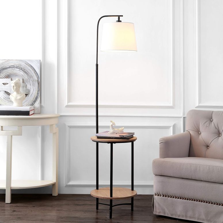 ե safavieh ե ɥ饤 եӥ ե Safavieh FLL4080A Lighting Collection Henley 2-Shelf Matte Black 63-inch (LED Bulb Included) Floor Lamp ...