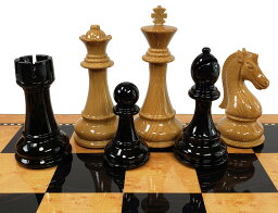 チェスセット Large 4 3/8 inch King Black and Natural Staunton Pro Plastic Chess Men Set NO Board 【並行輸入品】