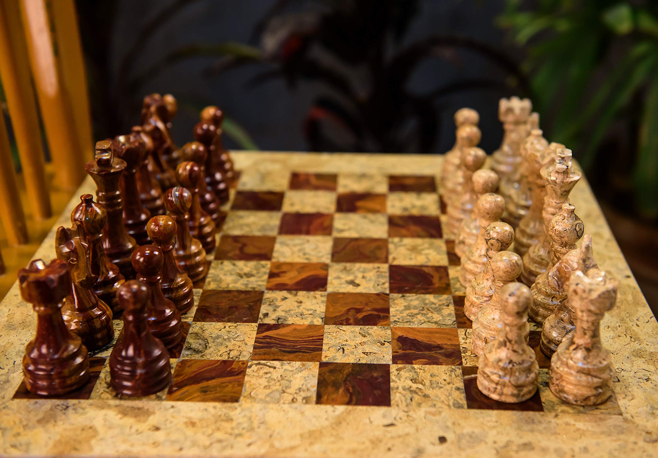 ラージサイズ チェス 大きめ チェスセット 15 Inches Dark and Light Brown Weighted Chess Set  Unique with 32 Pieces Large Marble Ideal for Home D?cor Best Tournament  decor Gifts 最新最全の