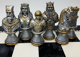 チェスセット HPL Medieval Times Crusades Knight Chess Men Set Gold & Silver Busts - NO Board 【並行輸入品】