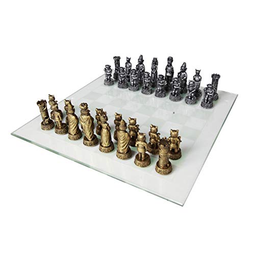 チェスセット Cats Versus Dogs Chess Set 3.5 Inch Tall Hand Painted with Glass Board 【並行輸入品】