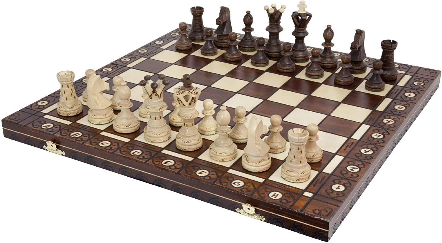 ※重さ:　約2.3 kg ※パッケージサイズ:　約53 x 27 x 7 cm ※輸入品です。 ※説明は英語表記になります。 ※海外からの配送の為、納期に遅延が発生する場合がございます。 *Handmade European Wooden Chess Set with 21 Inch Board and Hand Carved Chess Pieces
