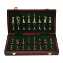 チェスセット Deluxe Chess Set Folding Metal Chess Set Chess Set with Retro Copper Plated Metal Chess Pieces & Portable Folding Wooden Chessboard Board Game Gift for Kids Adult 【並行輸入品】