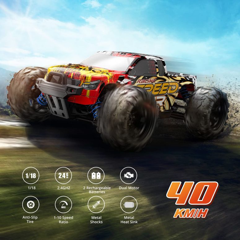 ラジコン DEERC RC Cars 9310 High Speed Remote Control Car for Adults Kids 30+MPH, 1:18 Scales 4WD Off Road RC Monster Truck,Fast 2.4GHz All Terrains Toy Trucks Gifts for Boys,2 Batteries for 40Min Play 【並行輸入品】