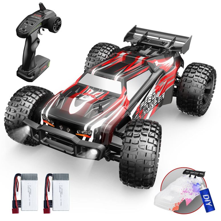 ラジコン DEERC 9206E Remote Control Car 1:10 Scale Large RC Cars 48 kmh High Speed for Adults Boys Kid,Extra Shell 4WD 2.4GHz Off Road Monster RC Truck,All Terrain Crawler Gift with 2 Battery for 40 Min Play 【並行輸入品】