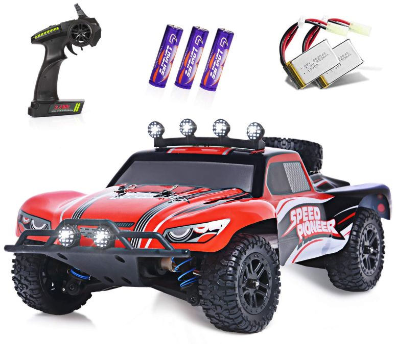 ラジコン RC Cars, 1/18 Scale High-Speed Remote Control Car for Adults Kids, 40+ kmh 4WD 2.4GHz Off-Road Monster RC Truck, All Terrain Electric Vehicle Toy Boy Gift with 2 Batteries for 40+ Min Play 【並行輸入品】