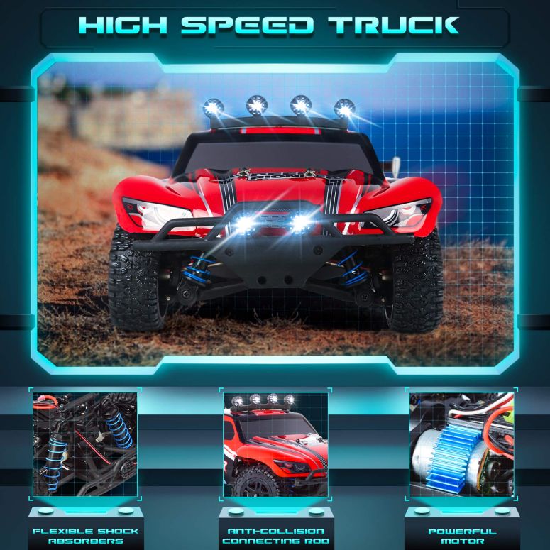 ラジコン RC Cars, 1/18 Scale High-Speed Remote Control Car for Adults Kids, 40+ kmh 4WD 2.4GHz Off-Road Monster RC Truck, All Terrain Electric Vehicle Toy Boy Gift with 2 Batteries for 40+ Min Play 【並行輸入品】