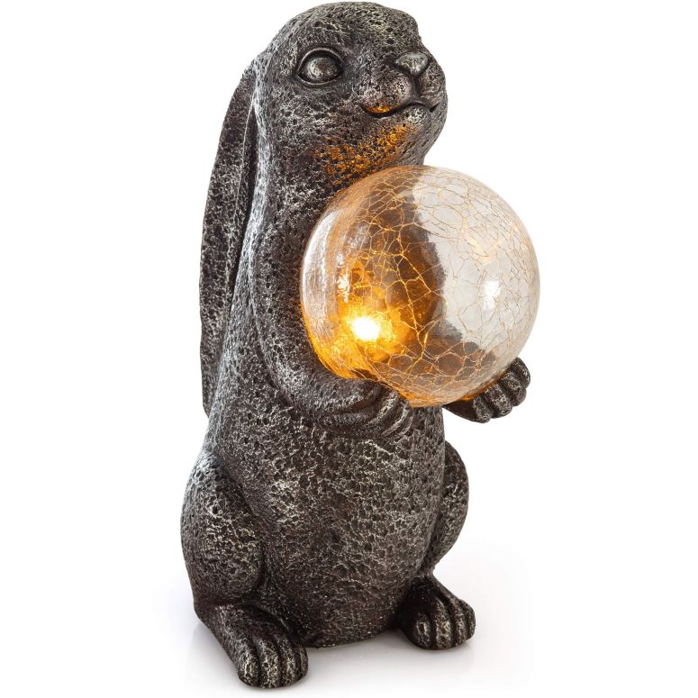 うさぎ LEDソーラーライト VP Home Mystical Rabbit Solar Powered Outdoor Decor Garden Light with Flickering LED Crackled Glass Globe 【並行輸入品】