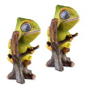 カメレオン LEDソーラーライト Chameleon Solar Garden Decorations Figurine Outdoor LED Decor Figure Light Up Decorative Statue Accents for Yard, Patio, Lawn, Balcony, or Deck Great Housewarming Gift Idea (Green, 2 Pack) 【並行輸入品】