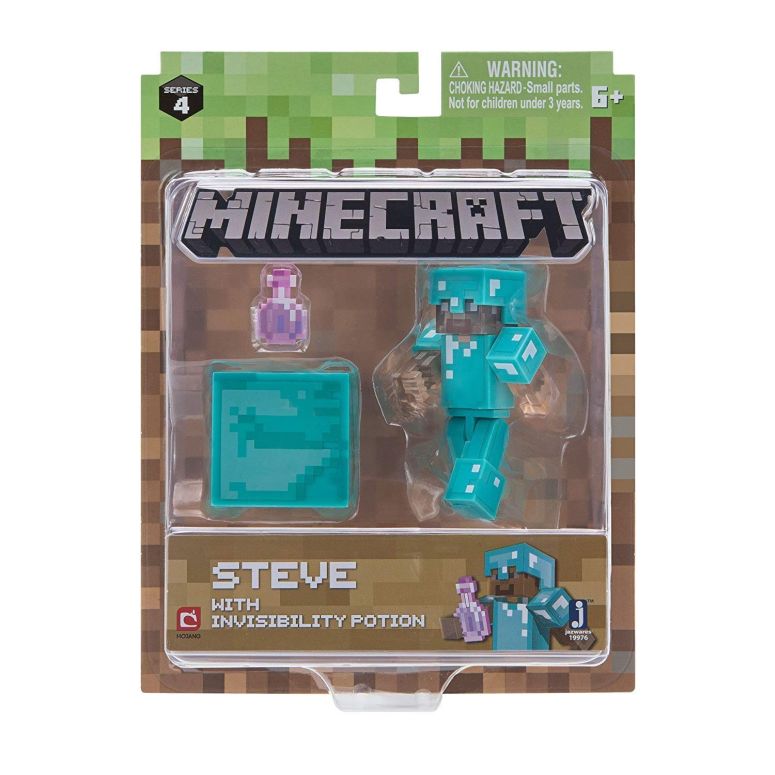 マイクラ おもちゃ スティーブ ダイヤの鎧 Minecraft Figure Pack, Color, Steve with Invisibility Potion 【並行輸入品】