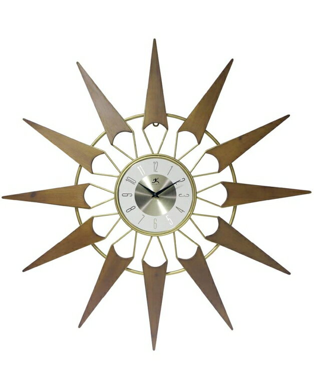 サンバースト 掛け時計 太陽の輝き Infinity Instruments Nova Starburst Gold Wall Clock Vintage Mid Century Starburst Clock 31 inch Extra Large 50s 60s Mid Century Modern Decor Wall Hanging Sunburst Clock, Gold, Brown 【並行輸入品】