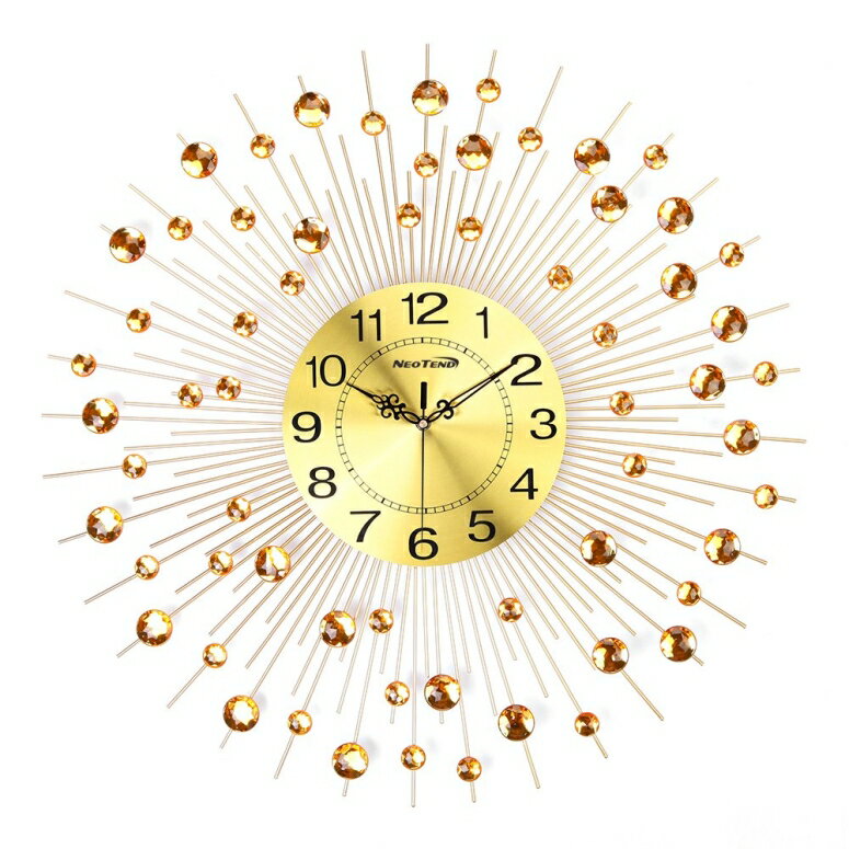 サンバースト 掛け時計 太陽の輝き NEOTEND Large Decorative Wall Clock Non Ticking Modern Wall Clo..