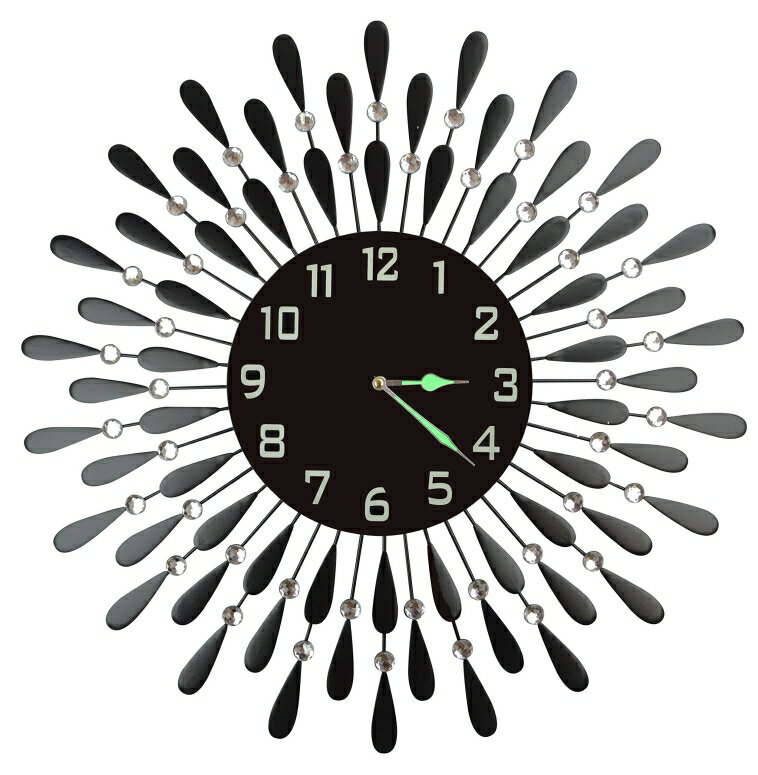 サンバースト 掛け時計 太陽の輝き Lulu Decor, Black Drop Metal Wall Clock 23”, 9.5” Black Glass Dial with Arabic Numbers, Decorative Night Dial Clock for Living Room, Bedroom, Office Space 【並行輸入品】