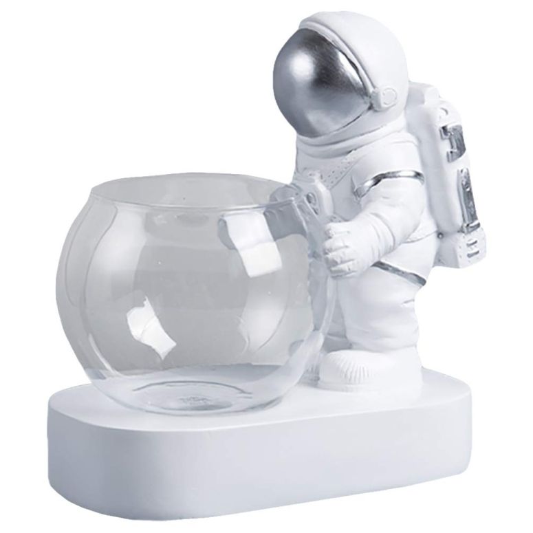 光る宇宙飛行士 インテリア おしゃれ かわいい OSALADI Astronaut Night Lights with Clear Glass Hydroponics Vase, Spaceman Table Lamp for Home Bedroom Living Room Office Decor Birthday Gifts, Silver 【並行輸入品】