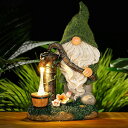 LEDソーラーライト ノーム Voveexy Solar Garden Gnome Statue, Garden Figurine Outdoor Decor with Warm White Light Waterproof Garden Sculpture for Patio Yard Lawn Porch Art Ornament Housewarming, 11.4inch Tall 【並行輸入品】