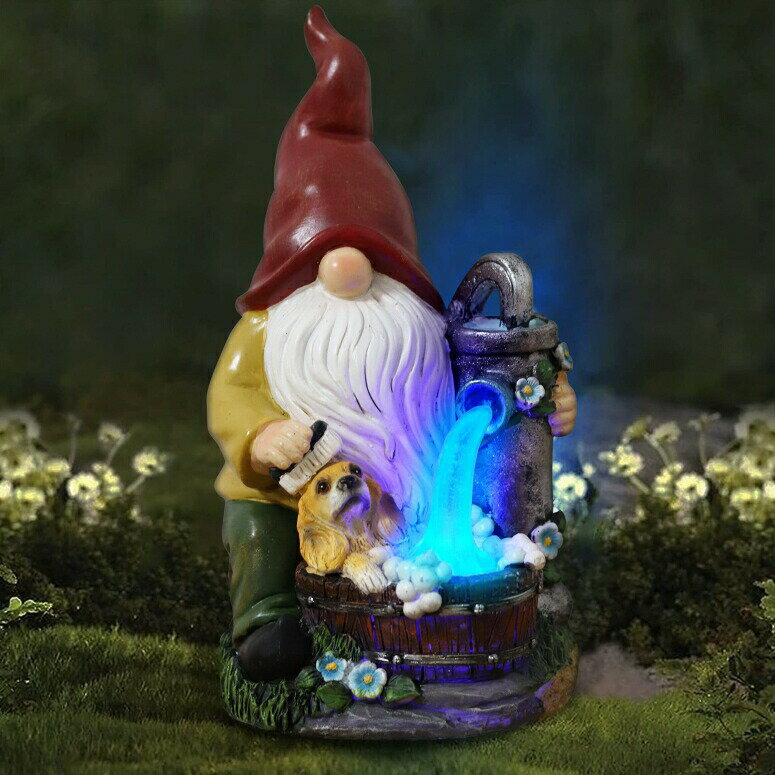 LEDソーラーライト ノーム Voveexy Gnome Garden Statue, Garden Figurines Outdoor Decor with Blue Solar Light Resin Garden Sculpture for Patio Yard Lawn Porch Christmas Art Decoration Ornament Housewarming Gift, 6.3x5.5x10.6Inch 【並行輸入品】