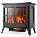 電気暖炉 暖炉型ファンヒーター 電気ストーブ フェイク暖炉 Xbeauty Electric Fireplace Stove, Freestanding Fireplace Heater with Realistic Flame, Indoor Electric Stove Heater, Portable, Infrared, Thermostat, Overheating Safety System, 【並行輸入品】